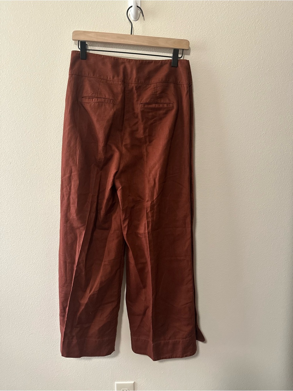 Anthropologie linen cotton blend wide leg pants rust brown size US 2 - Picture 4 of 10